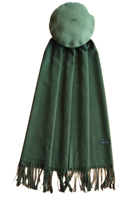 Set sal din casmir gri-deschis cu bereta asortata in stil frantuzesc, 200 x 75 cm [41]