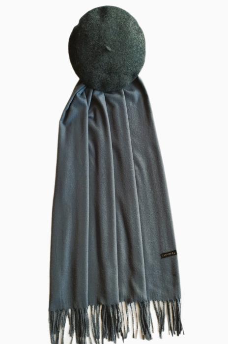 Set sal din casmir gri-deschis cu bereta asortata in stil frantuzesc, 200 x 75 cm [33]