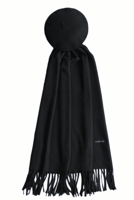 Set sal din casmir gri-deschis cu bereta asortata in stil frantuzesc, 200 x 75 cm [66]
