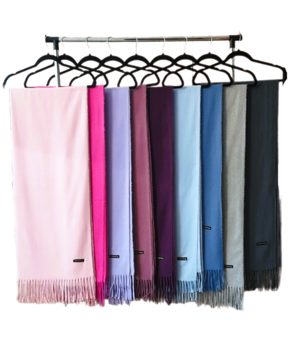 Set sal din casmir gri-deschis cu bereta asortata in stil frantuzesc, 200 x 75 cm [6]
