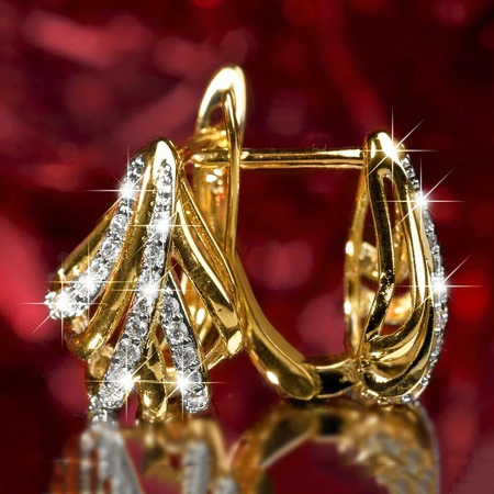 Cercei stil vintage geometrici, placati cu aur de 18 K, cu cristale de zirconiu [2]
