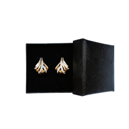 Cercei stil vintage geometrici, placati cu aur de 18 K, cu cristale de zirconiu [5]