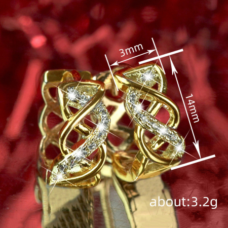Cercei vintage cu model infinit, CAOSHI, placati cu aur de 18 K, cristale de zirconiu, 1, 4x0, 3cm [3]
