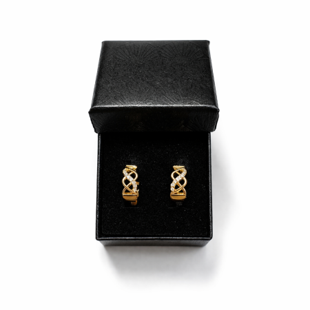 Cercei vintage cu model infinit, CAOSHI, placati cu aur de 18 K, cristale de zirconiu, 1, 4x0, 3cm [5]