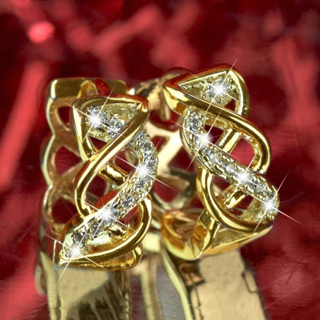 Cercei vintage cu model infinit, CAOSHI, placati cu aur de 18 K, cristale de zirconiu, 1, 4x0, 3cm [2]