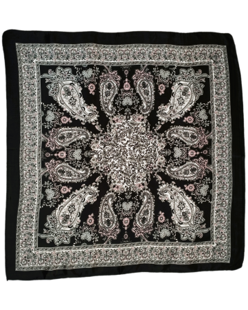 Esarfa satinata multicolora model 9, imprimeu Paisley, cu inel argintiu, 60 x 60 cm [2]