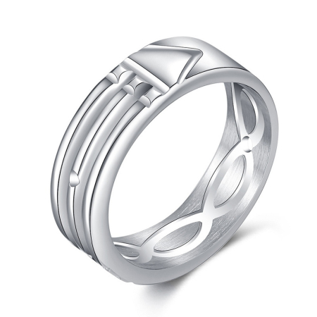 Bijuterii unisex - Inel creativ argintiu model Atlant, design geometrie sacra, unisex, masura 6