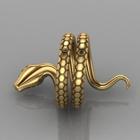 Inel exotic model sarpe, placat cu aur de 18 K, cu cristale de zirconiu albastre [3]