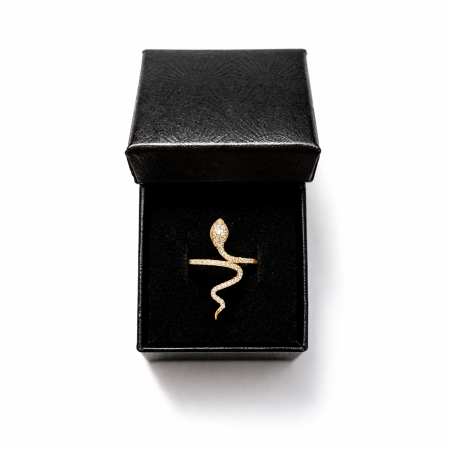 Inel sarpe placat cu aur de 18 K, cristale zirconiu, CAOSHI, colectia Mystique, marime 6 [5]