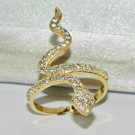 Inel sarpe placat cu aur de 18 K, cristale zirconiu, CAOSHI, colectia Mystique, marime 6 [2]