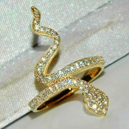 Inel sarpe placat cu aur de 18 K, cristale zirconiu, CAOSHI, colectia Mystique, marime 6 [1]