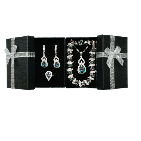 Set bijuterii elegante placate cu argint 925, cu cristale de zirconiu multicolor-curcubeu [6]