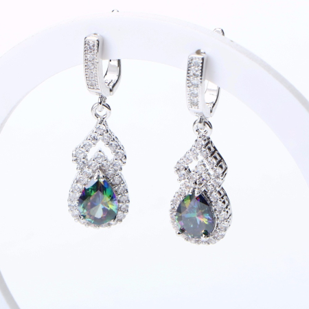 Set bijuterii elegante placate cu argint 925, cu cristale de zirconiu multicolor-curcubeu [4]