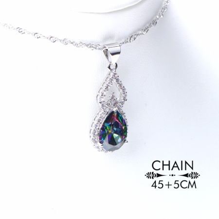 Set bijuterii elegante placate cu argint 925, cu cristale de zirconiu multicolor-curcubeu [3]