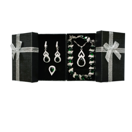Set bijuterii elegante placate cu argint 925, cu cristale de zirconiu verde-smarald [1]