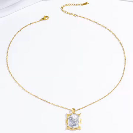 Set bijuterii vintage placate cu aur de 18 K, cu floare-perla si strasuri [3]