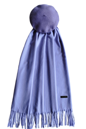 Set sal din casmir gri-deschis cu bereta asortata in stil frantuzesc, 200 x 75 cm [54]