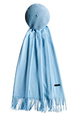 Set sal din casmir gri-deschis cu bereta asortata in stil frantuzesc, 200 x 75 cm [26]