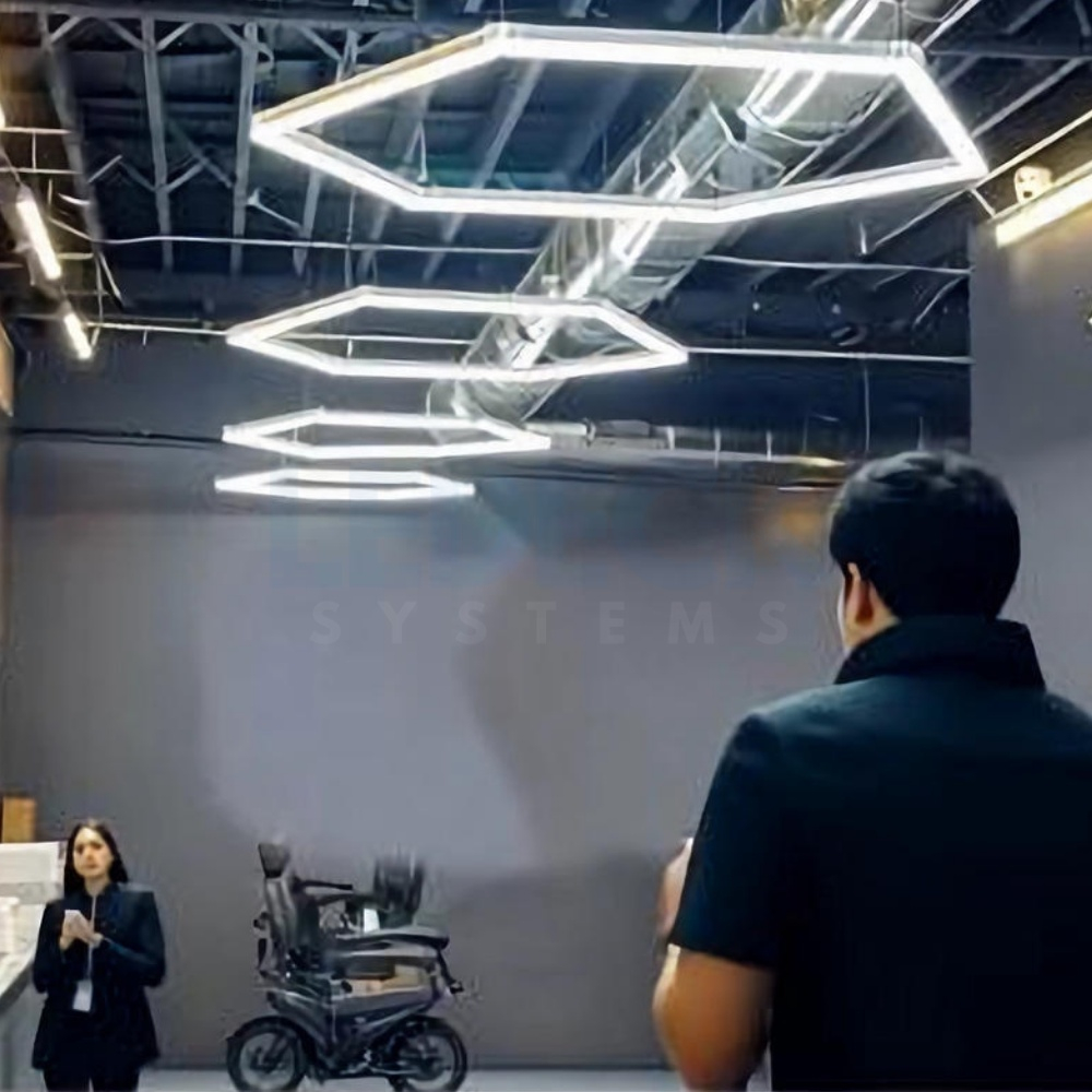 Lumină LED Hexagonală Profesională Aluminiu – 1 Modul 83x98CM – Service Auto, Detailing, Ateliere, Spații Comerciale [7]