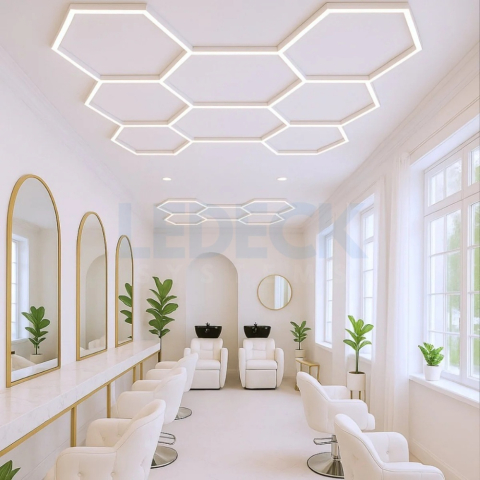Lumină LED Hexagonală Profesională Aluminiu – 11 Module 299x415CM - Service Auto, Detailing, Ateliere, Spații Comerciale [9]