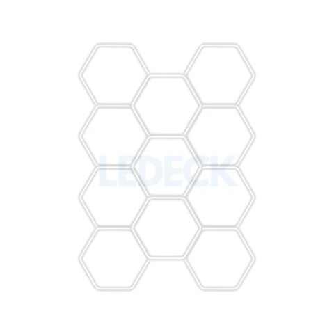 Garaj & Atelier - Lumină LED Hexagonală Profesională Aluminiu – 11 Module 236x329CM - Service Auto, Detailing, Ateliere, Spații Comerciale