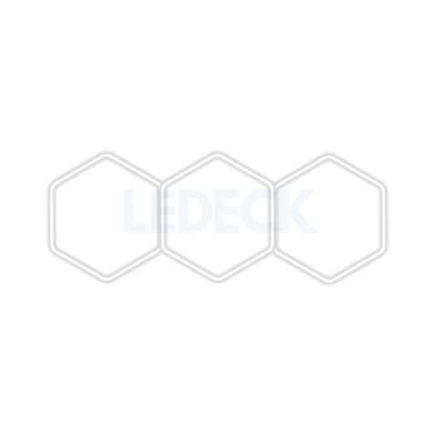 Garaj & Atelier - Lumină LED Hexagonală Profesională Aluminiu– 3 Module 98x244CM – Service Auto, Detailing, Ateliere, Spații Comerciale