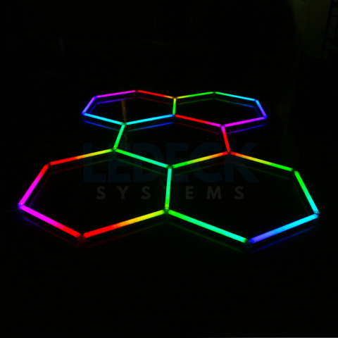 Lumină LED RGB Hexagonală Profesionala Aluminiu – 5 Module 244x170CM 192W, Echivalent 1600W, Garaj, Salon, Atelier [8]