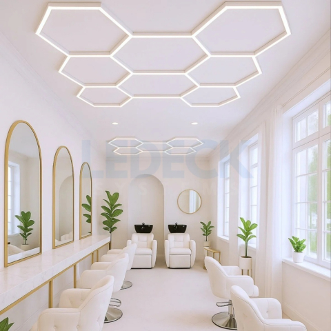 Lumină LED Hexagonală Profesională Aluminiu – 11 Module 236x329CM - Service Auto, Detailing, Ateliere, Spații Comerciale [9]