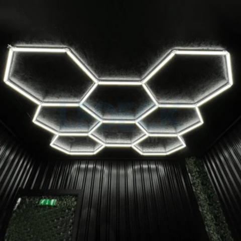 Lumină LED Hexagonală Profesională Aluminiu – 8 Module 299x315CM - Service Auto, Detailing, Ateliere, Spații Comerciale [8]