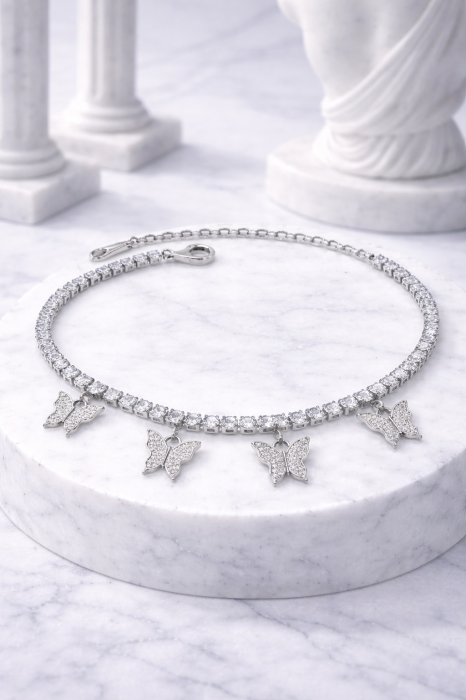 Brățară de picior „Moon Grace” – oțel inoxidabil placat cu aur alb 18K – Revanum [3]