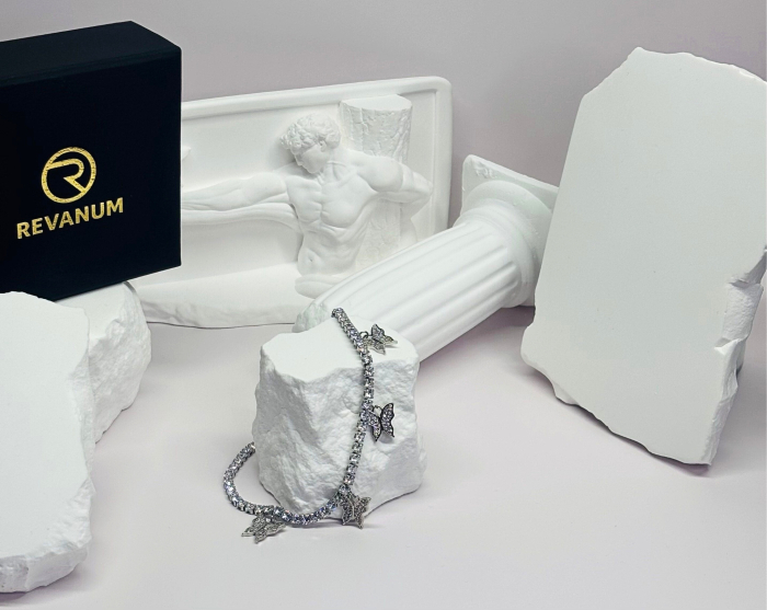 Brățară de picior „Moon Grace” – oțel inoxidabil placat cu aur alb 18K – Revanum [4]