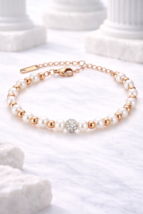 Brățară „Pearl Harmony” cu perle – oțel inoxidabil placat cu aur 18K – Revanum [3]