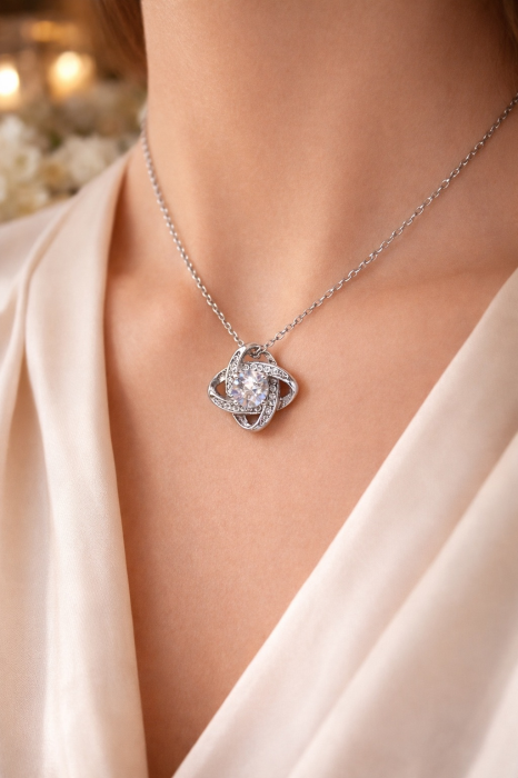 Colier „Celestia” – oțel inoxidabil placat cu aur alb 18K – Revanum [2]