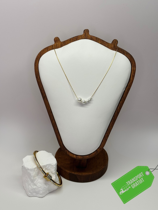 Set „Everyday Glow” – colier minimalist și brățară din oțel inoxidabil placat cu aur 18K, accente perlă – Revanum [1]