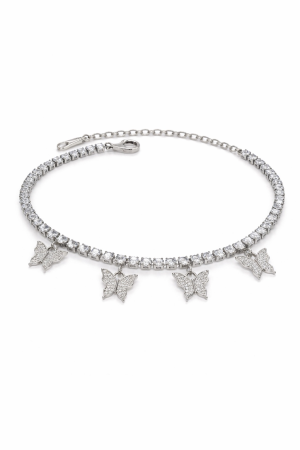 Brățări de gleznă - Brățară de picior „Moon Grace” – oțel inoxidabil placat cu aur alb 18K – Revanum