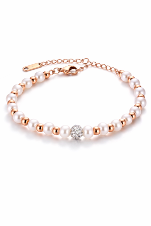 Brățări de mână - Brățară „Pearl Harmony” cu perle – oțel inoxidabil placat cu aur 18K – Revanum