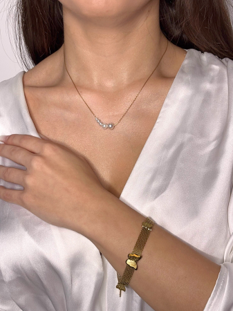 Set „Ethereal Love” – colier și brățară din oțel inoxidabil placat cu aur 18K, accente perlă – Revanum [1]