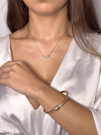 Set „Everyday Glow” – colier minimalist și brățară din oțel inoxidabil placat cu aur 18K, accente perlă – Revanum [1]