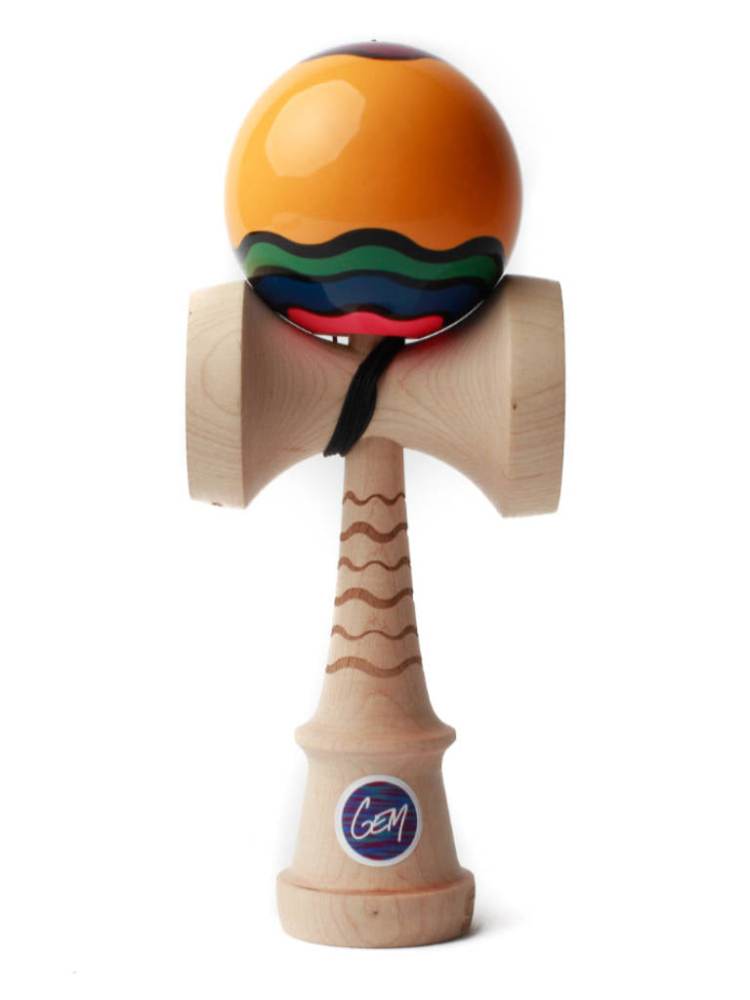 Cumpara George Marshall Signature Model Kendama - Sweets Sweets Sweets George Marshall Signature Model Kendama Product Features: Maple ken with etched wave lines Brilliant graphics on the tama from top to bottom Choice of Sticky Clear or Cushion Clear finish Extra string, sticker pack & instructions. Kendama originala din lemn, ideala pentru freestyle, antrenament si competitie. Potrivita pentru incepatori si avansati. [7]