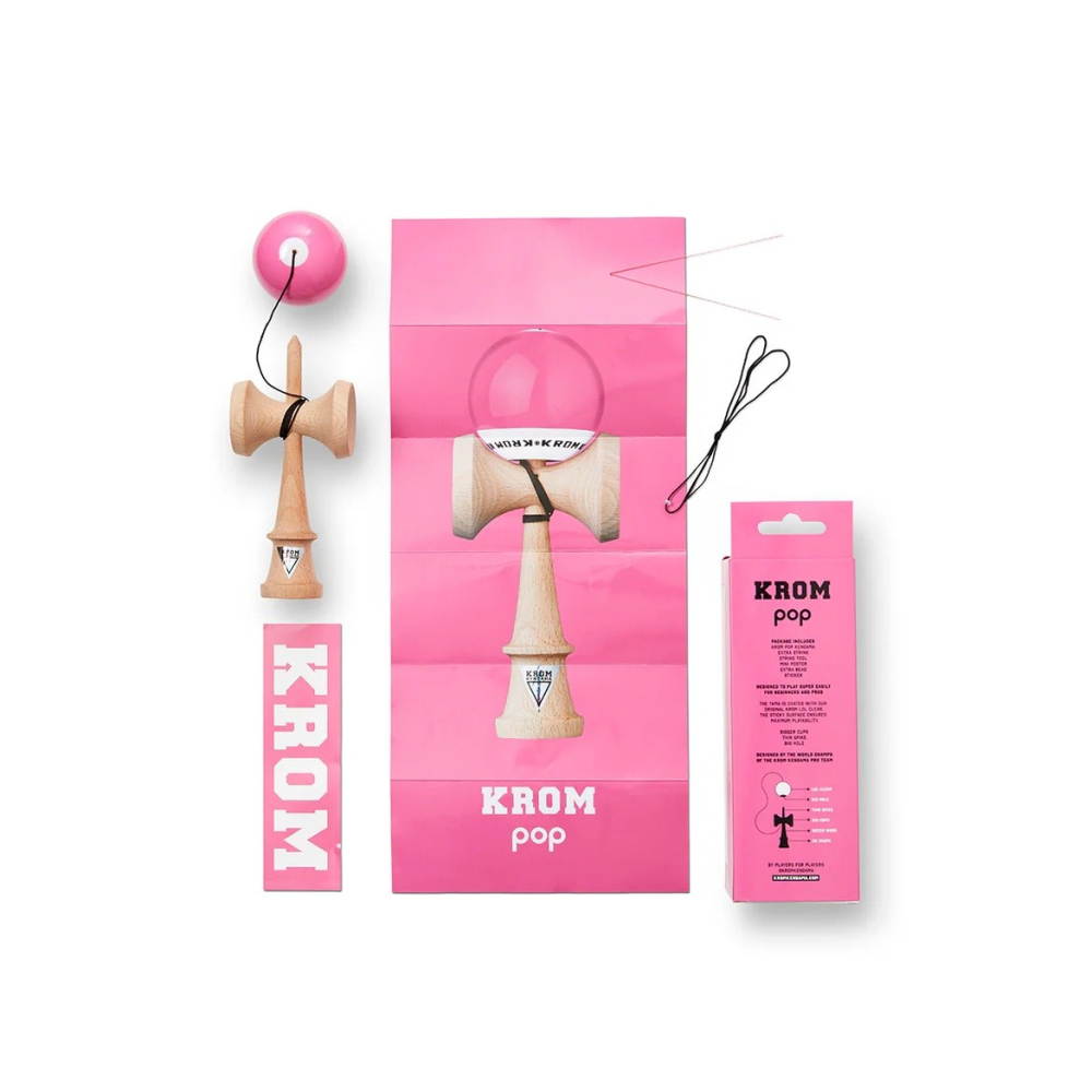 Cumpara Kendama Krom POP LOL STICKY Pink KROM <p data-end="436" data-start="373"><strong data-end="434" data-start="373">Kendama Krom POP LOL Pink – Distracție cu Stil și Energie</strong></p><p data-end="705" data-start="438">Kendama Krom POP LOL Pink aduce o explozie de culoare și energie pozitivă în colecția ta! Fabricată din <strong data-end="557" data-start="542">lemn de fag</strong> rezistent și echipată cu o <strong data-end="602" data-start="585">tama de </strong> acoperită cu strat <strong data-end="642" data-start="622">LOL sticky clear</strong> oferă aderență excelentă și stabilitate pentru orice trick.</p><p data-end="869" data-start="707">Culoarea <strong data-end="724" data-start="716">Pink</strong> este vibrantă și cool ideală pentru cei care vor să iasă în evidență la antrenamente dar și pentru cadouri care surprind prin originalitate.</p><p data-end="1117" data-start="871"><strong data-end="930" data-start="871">De ce să alegi Kendama Krom POP de pe ReduceriAngro.ro?</strong><br data-end="933" data-start="930" />🚀 Produs original <strong data-end="968" data-start="952">KROM Kendama</strong><br data-end="971" data-start="968" />🌍 Model bestseller la nivel global<br data-end="1009" data-start="1006" />🎯 Perfectă pentru toate nivelurile – de la hobby la competiții<br data-end="1075" data-start="1072" />💸 Preț competitiv și oferte avantajoase</p><p data-end="1259" data-start="1119"><strong data-end="1144" data-start="1119">Specificații tehnice:</strong><br data-end="1147" data-start="1144" />• Formă: <strong data-end="1162" data-start="1156">CK</strong><br data-end="1165" data-start="1162" />• Material: <strong data-end="1192" data-start="1177">Lemn de fag</strong><br data-end="1195" data-start="1192" />• Tama: cu strat LOL sticky clear<br data-end="1241" data-start="1238" />• Ață: <strong data-end="1257" data-start="1248">55 cm</strong></p><p data-end="1345" data-start="1261"><strong data-end="1282" data-start="1261">Pachetul include:</strong><br data-end="1285" data-start="1282" />Kendama completă ață de rezervă poster și sticker bonus.</p><p data-end="1432" data-start="1347">💡 Ideală pentru trick-uri spectaculoase colecționari și cadouri pline de culoare!</p>. Kendama originala din lemn, ideala pentru freestyle, antrenament si competitie. Potrivita pentru incepatori si avansati. [2]