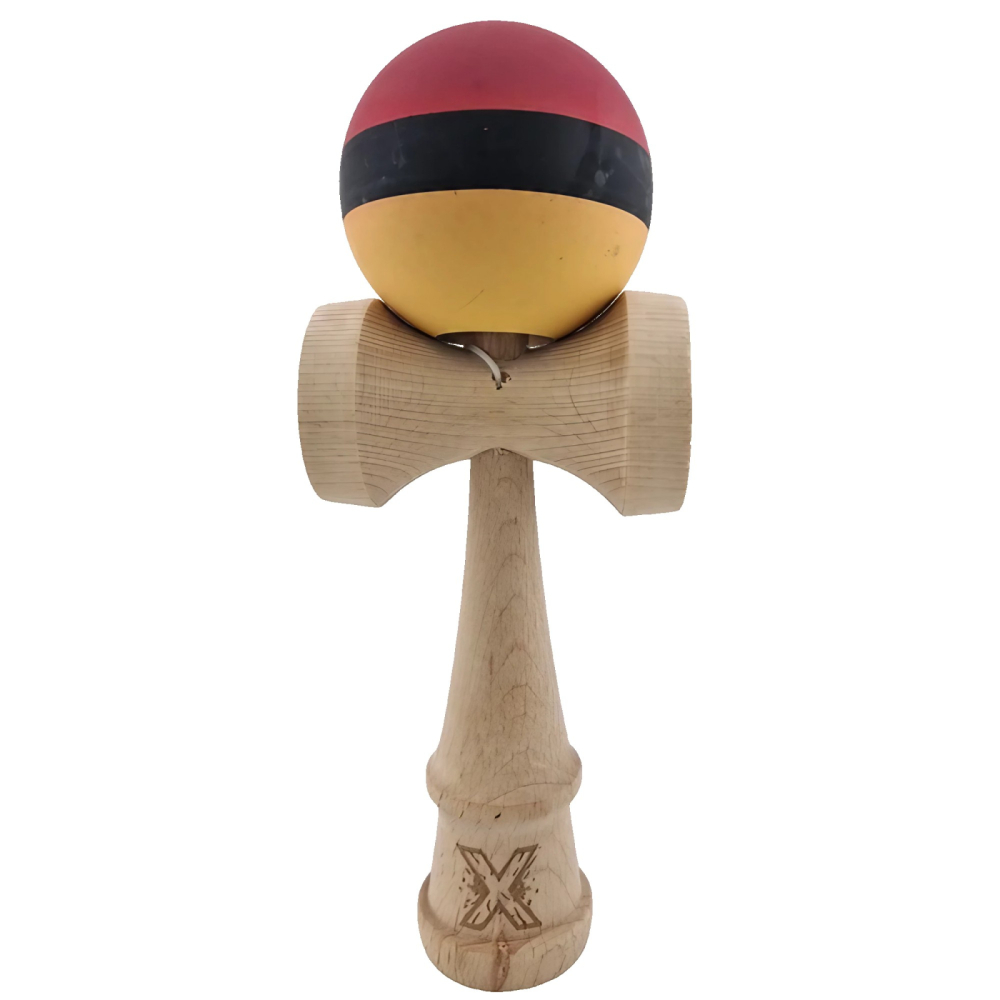 Kendama Profesionala, din Lemn, 18 cm,  Multicolor Rosu Negru Galben - kendama profesionala ReduceriAngro.ro [1]
