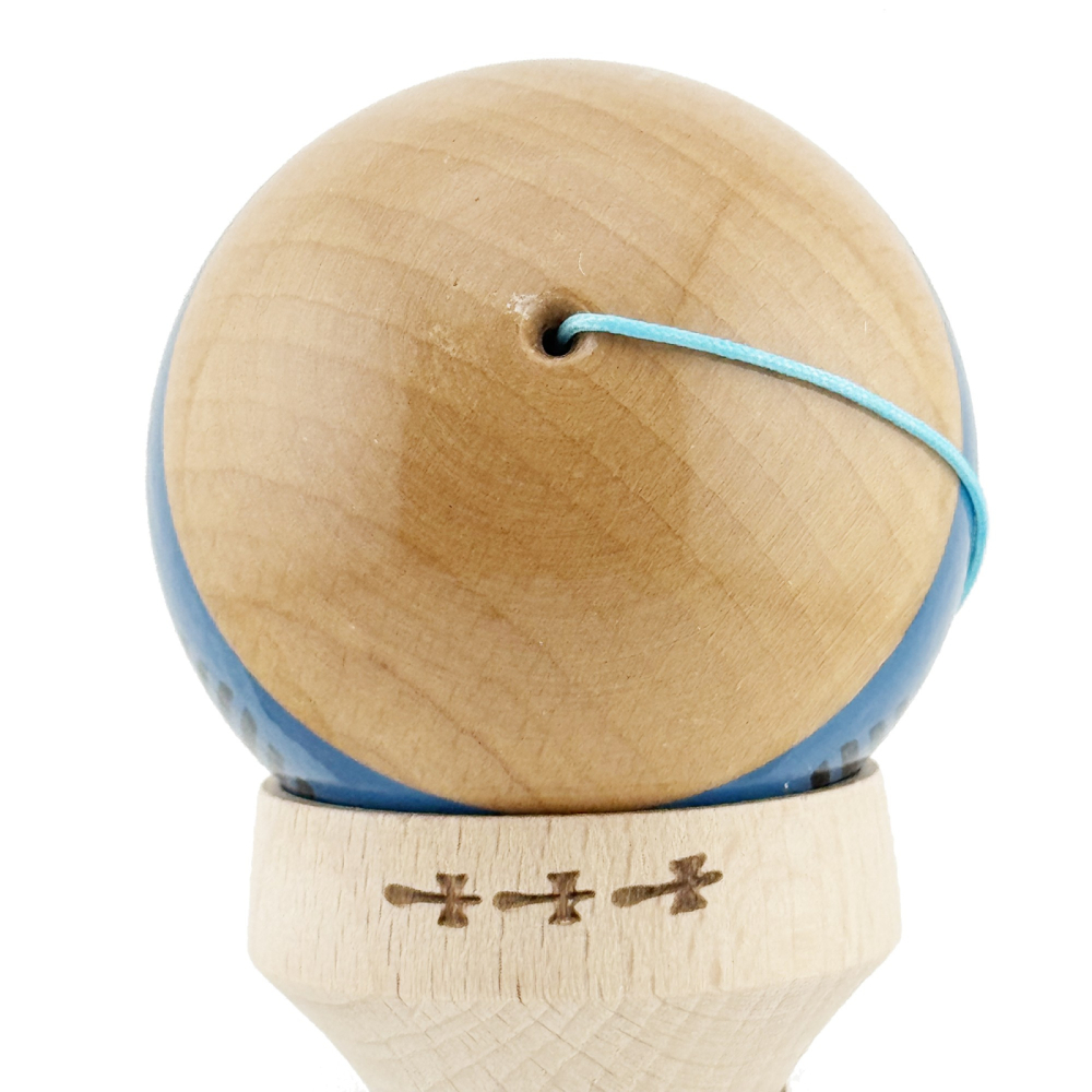 Kendama X FREQUENCY, Profesionala, Cupe Mari, Super Sticky, Gaura in Baza, Rulment, Ata 55cm, Albastru/Maro [8]