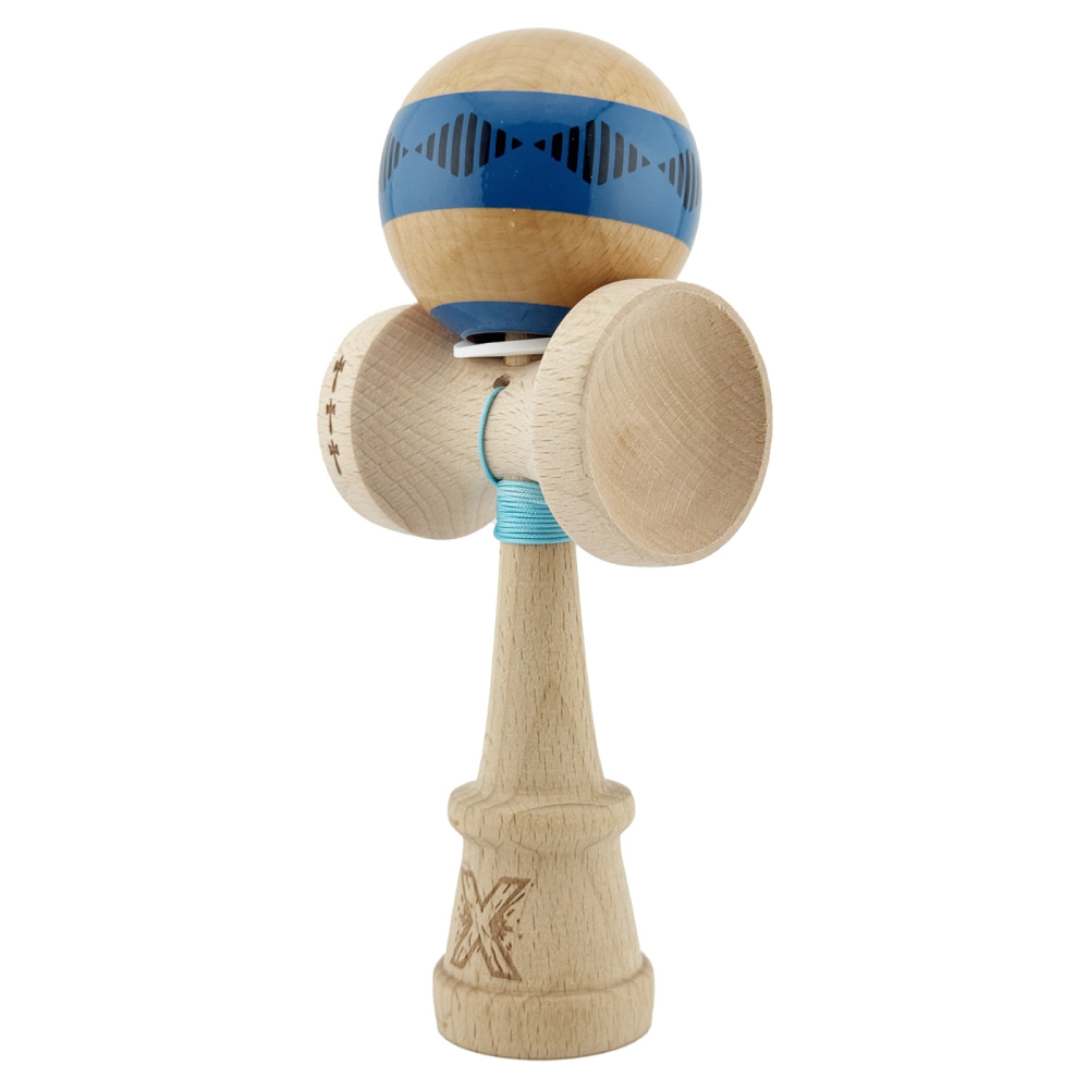 Kendama X FREQUENCY, Profesionala, Cupe Mari, Super Sticky, Gaura in Baza, Rulment, Ata 55cm, Albastru/Maro [2]