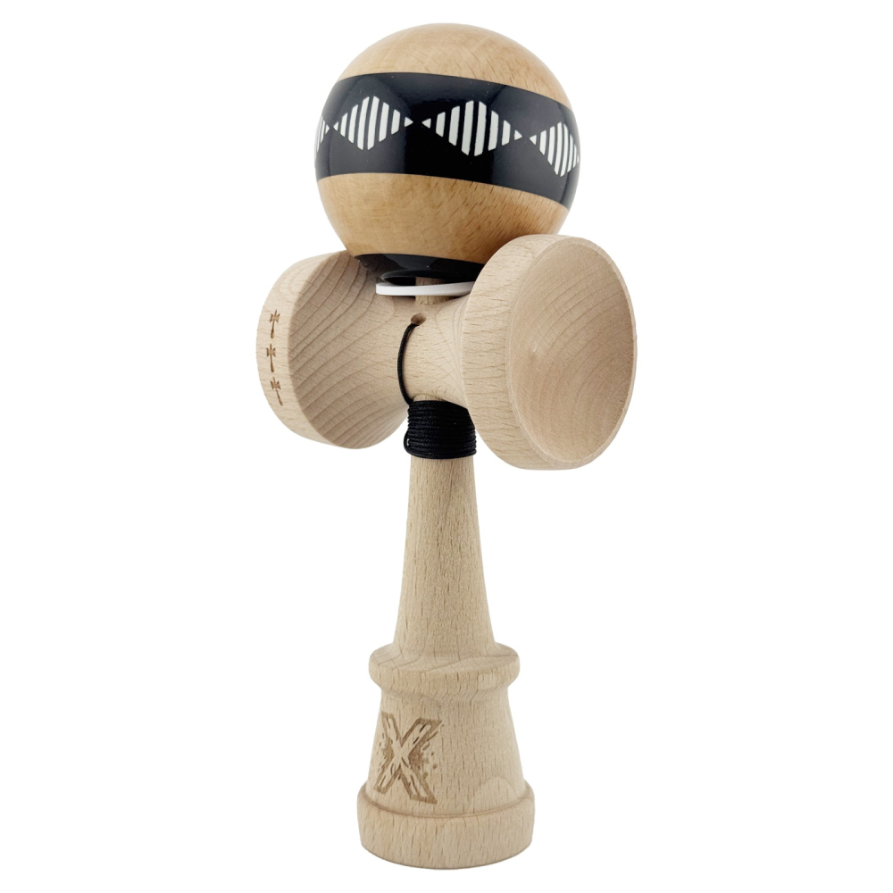 Kendama X FREQUENCY, Profesionala, Cupe Mari, Super Sticky, Gaura in Baza, Rulment, Ata 55cm, Negru/Maro [2]