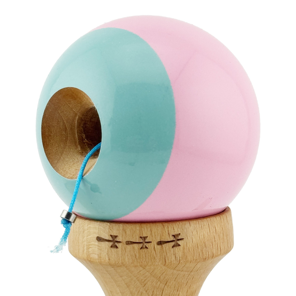 Kendama X, Profesionala, Big Cups V2, Super Sticky cu Cupe Mari, Rulment, Ata 55cm, Roz/Verde [5]