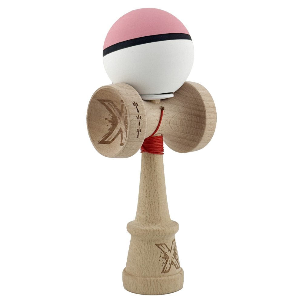 Kendama X, Profesionala, Big Cups V3, Rubber Grip model Roz/negru/alb [3]
