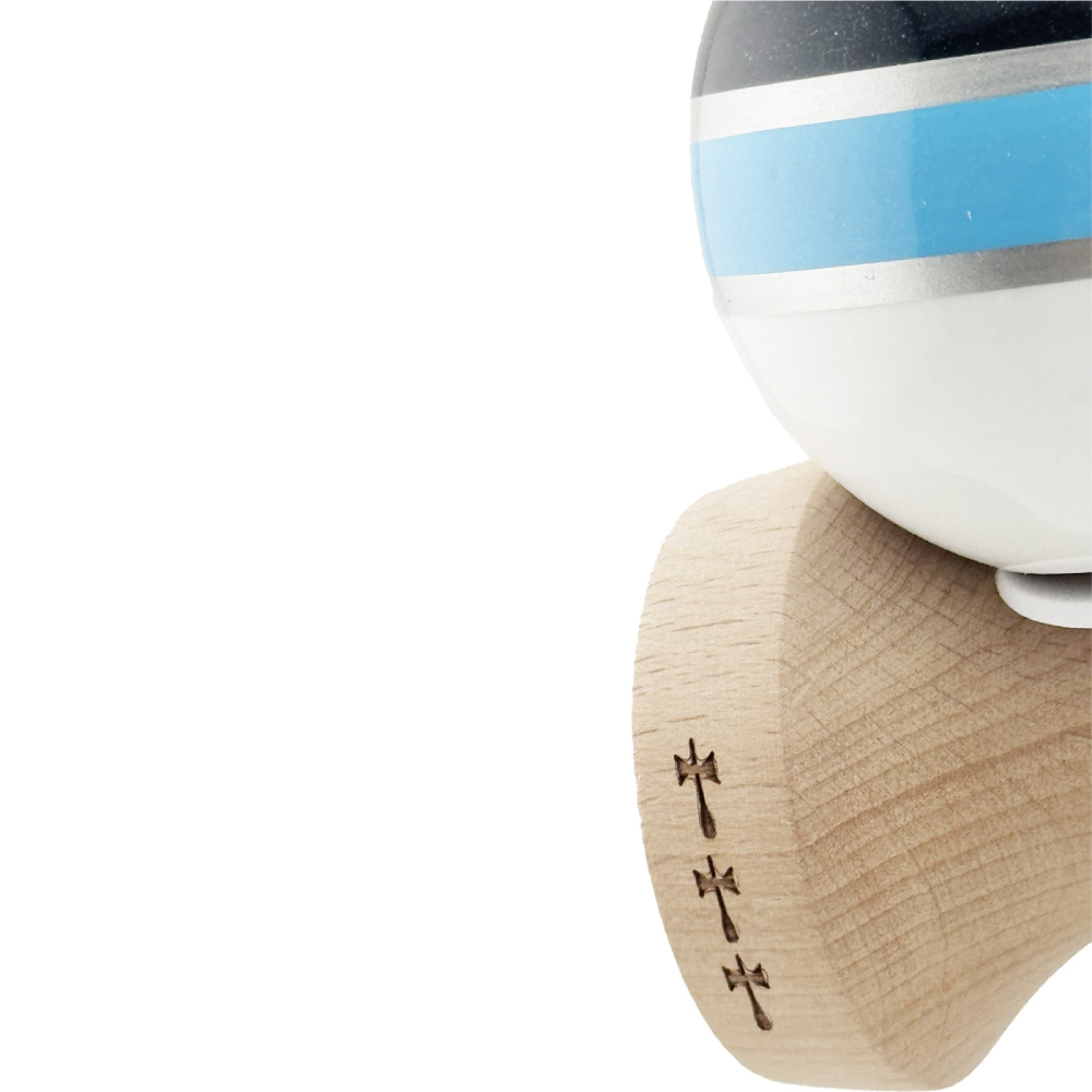 Kendama X ROYAL SPIKE, Profesionala, Cupe Mari, Super Sticky, Gaura in Baza, Rulment, Ata 55cm, Inel Albastru deschis [6]