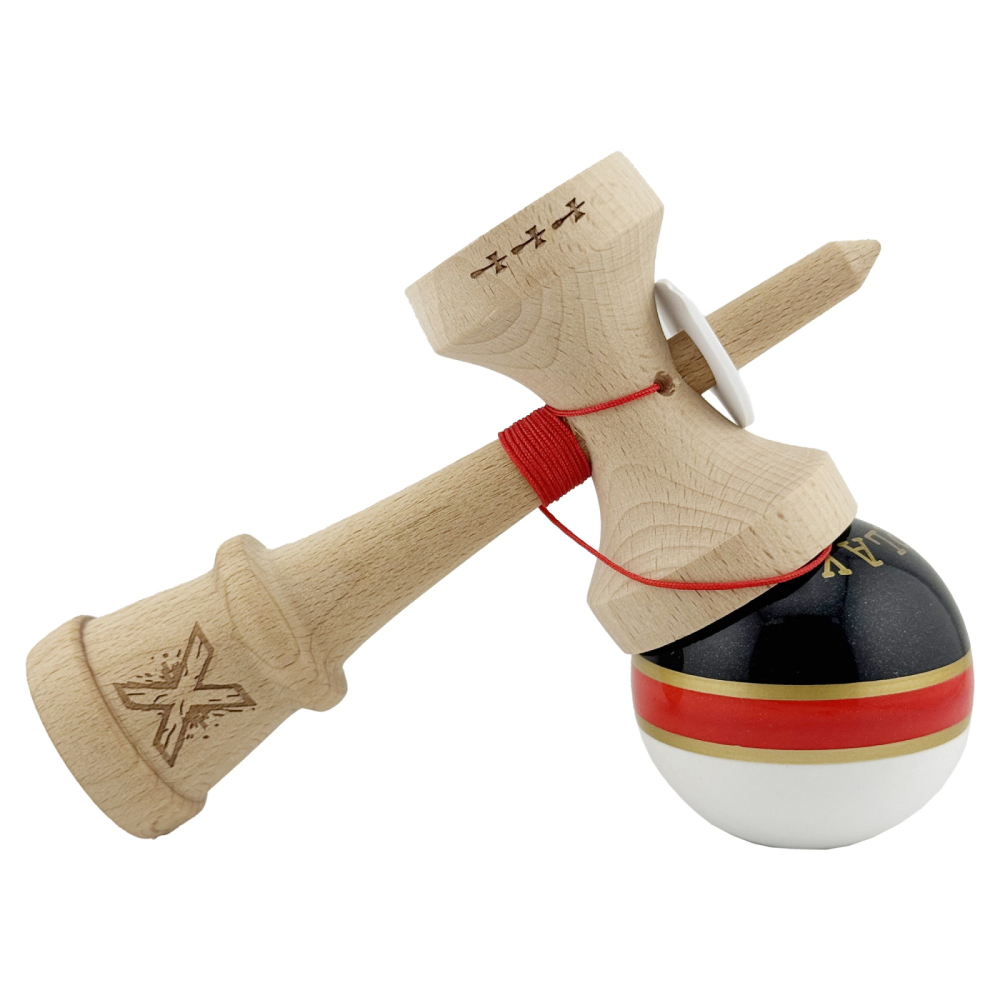 Kendama X ROYAL SPIKE, Profesionala, Cupe Mari, Super Sticky, Gaura in Baza, Rulment, Ata 55cm, Inel Rosu [4]