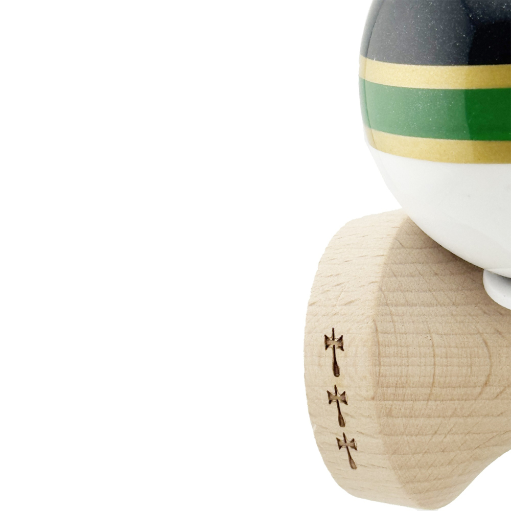 Kendama X ROYAL SPIKE, Profesionala, Cupe Mari, Super Sticky, Gaura in Baza, Rulment, Ata 55cm, Inel Verde [6]