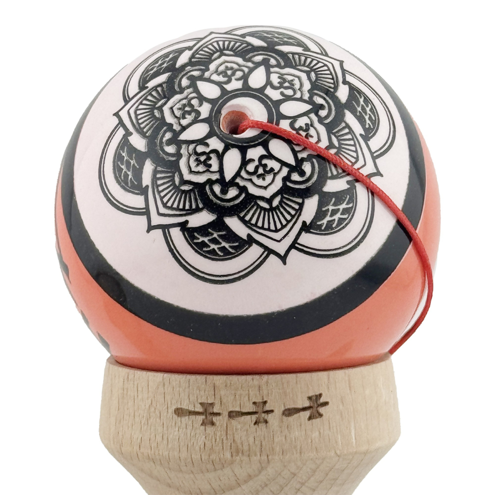 Kendama X Zen Series, Profesionala, Cupe Mari, Super Sticky, Gaura in Baza, Rulment, Ata 55cm, Coral [9]
